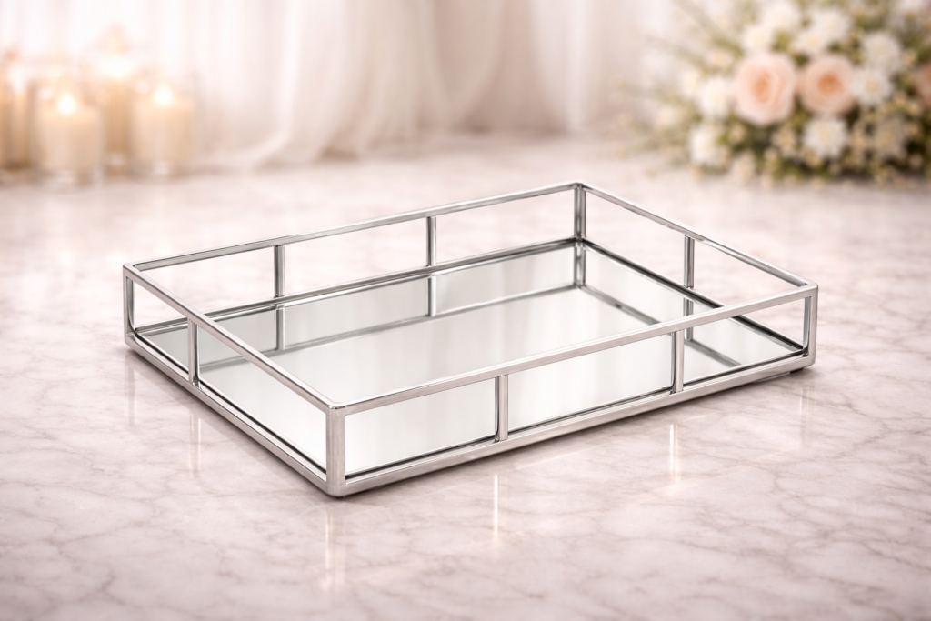 Plateau miroir argenté