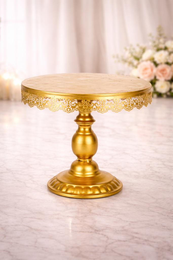 Support à Gâteau Dentelle Doré