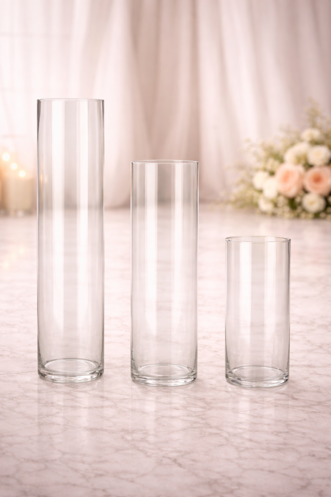 Set de Vases Cylindriques en Verre – 3 Taille
